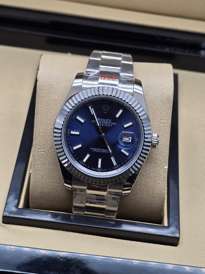 Rolex Datejust 41 mm Blue Dial Fluted Bezel Oystersteel