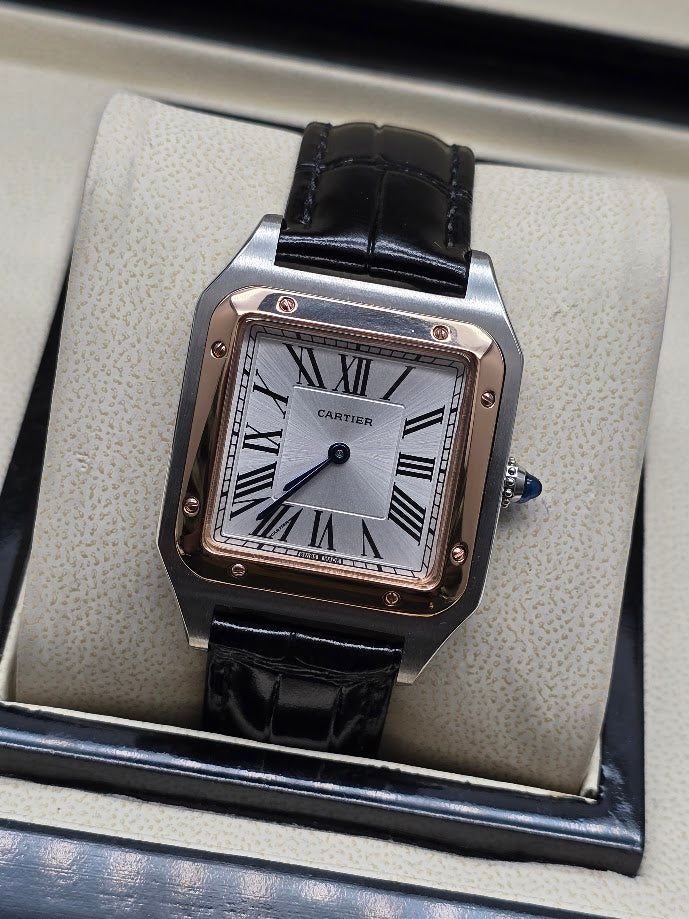 Cartier Santos-Dumont Two-Tone Leather Large Quartz 31.4 mm