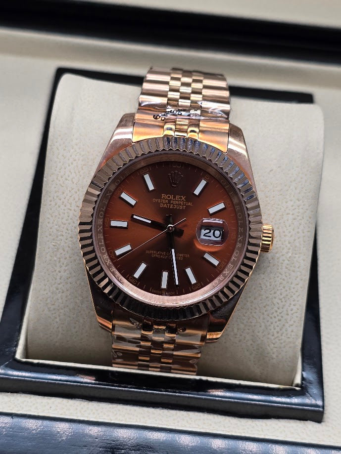 Rolex Datejust 41 mm Full Everose Gold Chocolate Dial Jubilee
