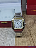 Cartier Santos de Cartier Two-Tone Large Opaline Silver Dial 39.8 mm